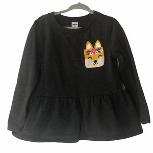 ❌ SOLD Old Navy Gray Peplum Top with Fox Graphic